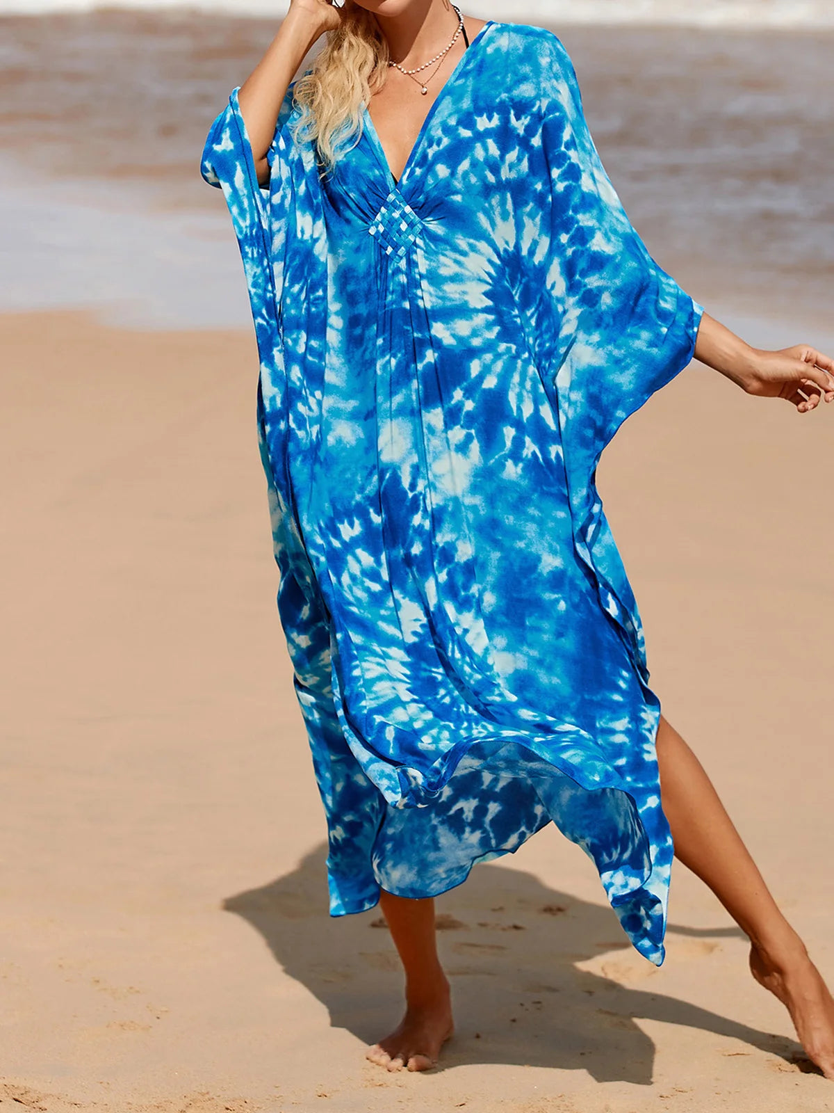 Sexy Zebra Printed V Neck Tunic Beach Cover Up Cover-ups Beach Dress Beach Wear Beachwear Beach Long Dress Female Women V4159