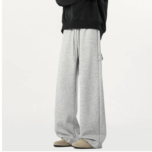 Load image into Gallery viewer, Men's Sweatpants New Korean Solid Color Stylish Casual Straight Leg Male Trousers Elastic Waist Design Bottoms 9W1646
