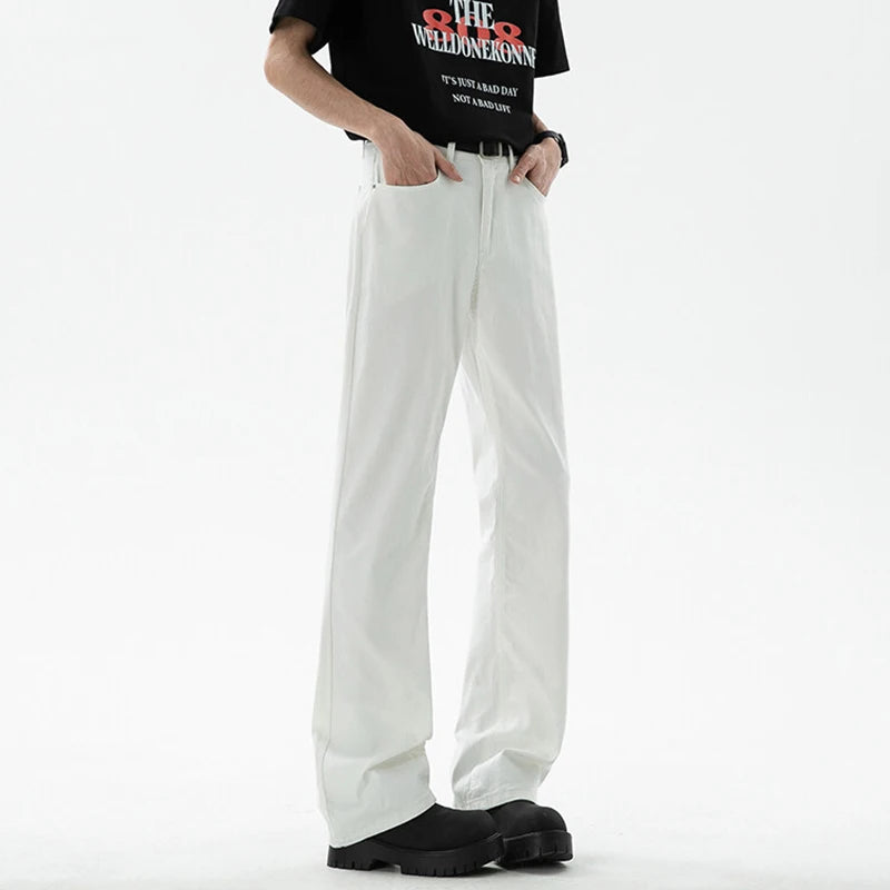 Men's Jeans New American Style Solid Color Simple Trendy High Street Straight Leg Stylish Male Sunmmer Trousers 9W1855