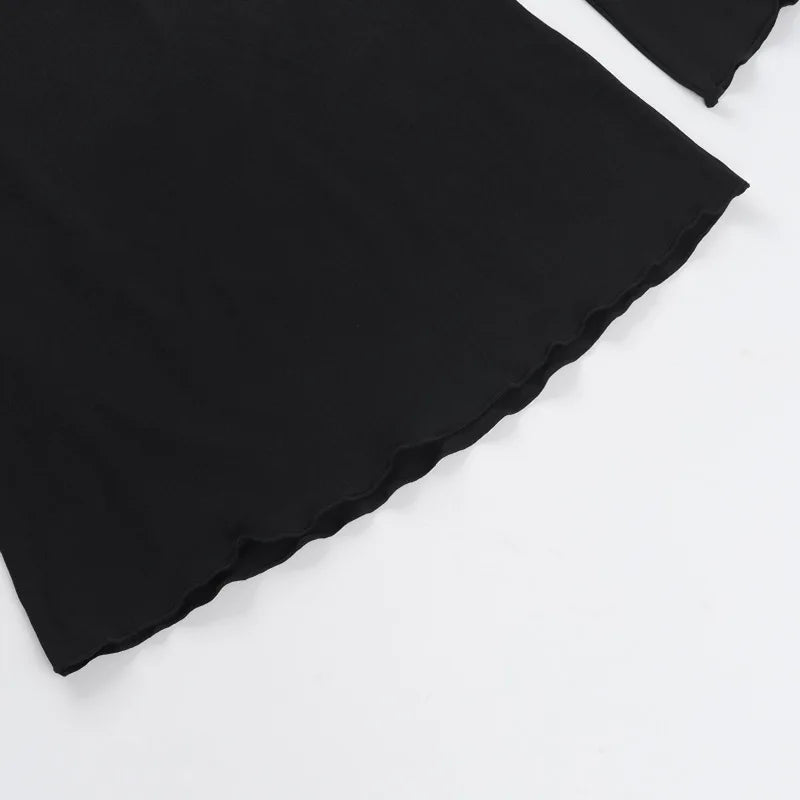 Hollow Out Long Sleeve Sexy Mini Dress For Women Robe Autumn New Black O Neck Club Party Sexy Dress Elegant Clubwear