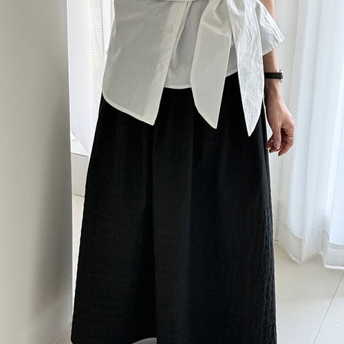 Load image into Gallery viewer, High Elastic Waist White Striped Pleated Midi A-line Half-body Skirt Women Fashion Tide New Spring Autumn 2025 1DJ1423
