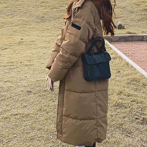 Load image into Gallery viewer, Casual Oversize Long Down Coats Women Winter Hooded Korean Loose Khaki Parkas Fashion Thick Warm Mid Length Jacket Female
