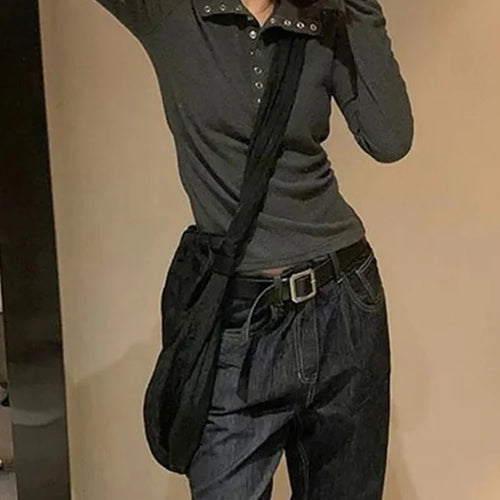 Load image into Gallery viewer, Women&#39;s Y2K Knitted Sweater Long Sleeve Slim Fit Pullover Top for Autumn Winter Versatile Bottoming Layer All Match Design
