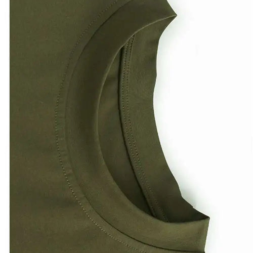 Load image into Gallery viewer, Women Army Green Pleated Hem Big Size Midi Dress New Round Neck Short Sleeve Fashion Tide Spring Summer 2025 1DJ0781
