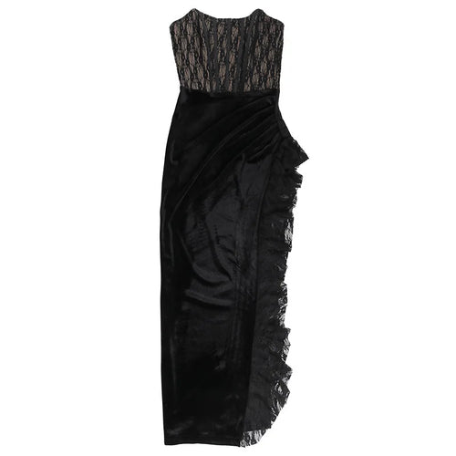 Load image into Gallery viewer, Elegant Lace Strapless Maxi Dress For Women Fashion Black Sleeveless Backless Bodycon Club Party Sexy Long Dress
