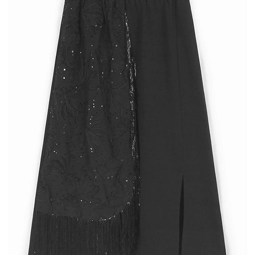 Load image into Gallery viewer, Black Sequins Vest Half-body Skirt Two Pieces Suit New Lapel Sleeveless Women Fashion Tide Spring Autumn 2025 1DJ1103
