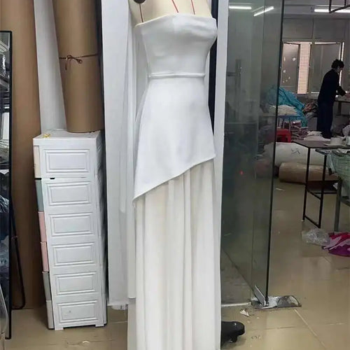 Load image into Gallery viewer, Elegant Strapless Sexy Maxi Dress For Women Gown With Scarf Off-shoulder Sleeveless Backless Split Beach Long Dress

