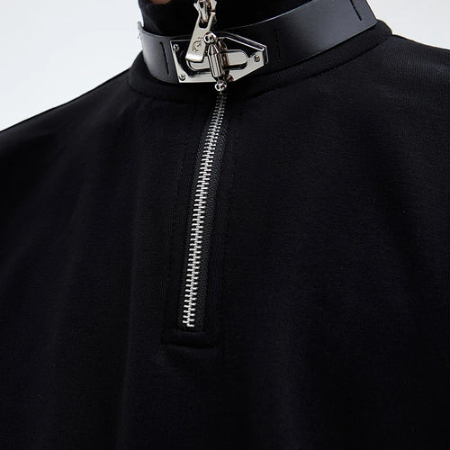 Load image into Gallery viewer, Male Long Sleeve Top Metal Buckle Design Personality Stand Collar Zipper Slim Men Base Shirt High Street 9C4016
