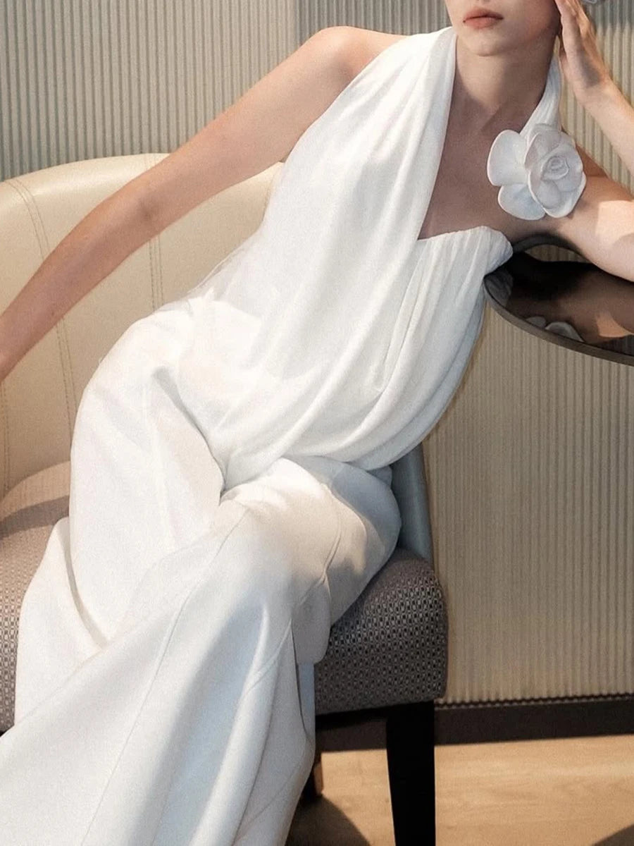 Solid Spliced Folds Loose Blouses For Women Halter Sleeveless Temperament Shirt Female Fashion Style Clothes New