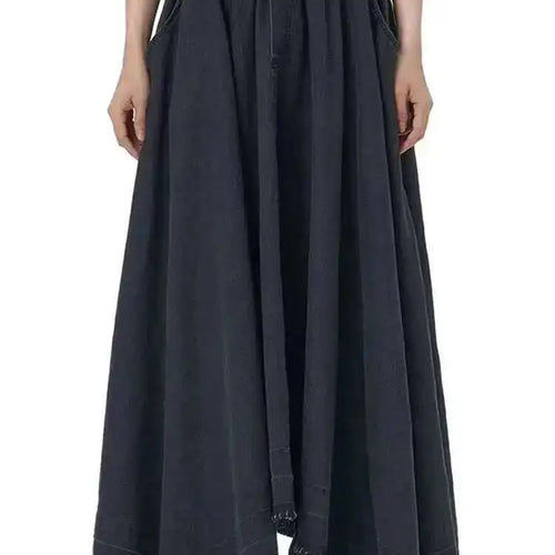 Load image into Gallery viewer, High Elastic Waist Black Denim Irregular Burr Denim Long Half-body Skirt Women Fashion Tide New Spring Autumn 2025 1DH8220
