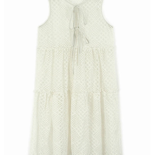 Load image into Gallery viewer, Women Black Mesh Bandage Perspective Elegant Vest Dress New Round Neck Sleeveless Fashion Spring Summer  2025  1DJ0918
