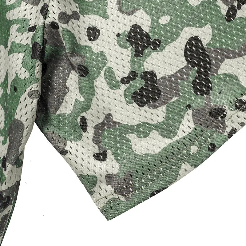 Men Vintage Mesh Jersey T-Shirt Y2K Graphic Printed Camouflage Tshirt Streetwear Hip Hop Punk Gothic V-Neck Breathable Top Tee