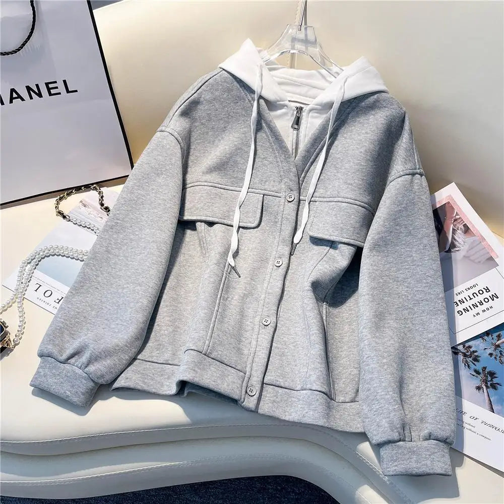Casual Jacket Hoodies Sweatshirt Women Vintage Streetwear Baseball Oversized Harajuku Hoodies Y2k Loose Tracksuit