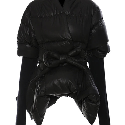 Load image into Gallery viewer, Camouflage Knitting Irregular Cotton-padded Coat Long Sleeve Loose Fit Women Parkas Fashion New Autumn Winter 2025 7AB2058
