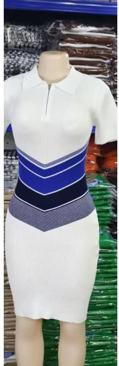 Korean Fashion Blue Green Rose Red Stripe Patchwork Short Sleeve Knitted Short Dress Women's Summer Elegant Slim Mini Dress Chic