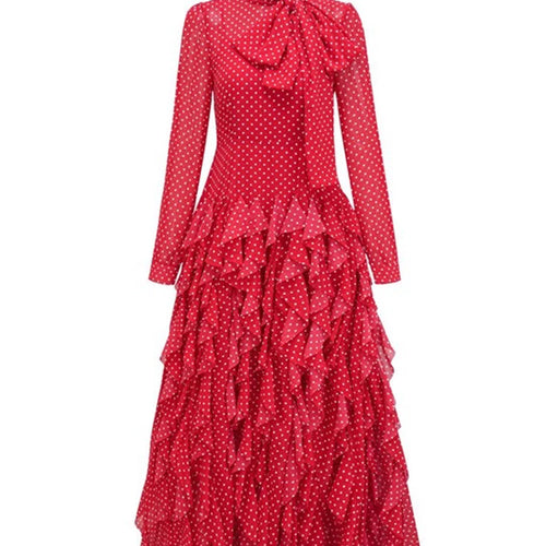 Load image into Gallery viewer, Hit Color Slimming Dresses For Women Scarf Collar Long Sleeve High Waist Temperament Mesh Dresses Female Fashion
