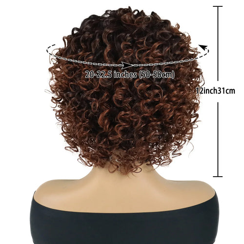 Load image into Gallery viewer, Synthetic Curly Wigs for Women Short Brown Ombre Wig with Side Bangs Natural Haircuts for Daily Use Replacement Wigs
