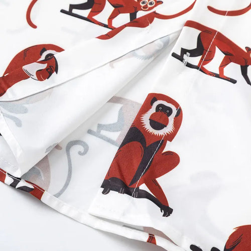 Load image into Gallery viewer, Harajuku Hawaiian Shirts Cartoon Monkey Graphic Printed Blouse Men Summer Casual Baggy Short Sleeve Button Up Beach Shirt Tops
