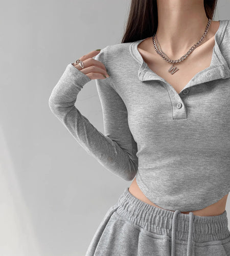 Y2k T-shirt Long Sleeve Crop Tops Women's Clothing Tunic Chic Summer Tees Korean Irregular Solid Color T Shirts 2024 Ropa Mujer