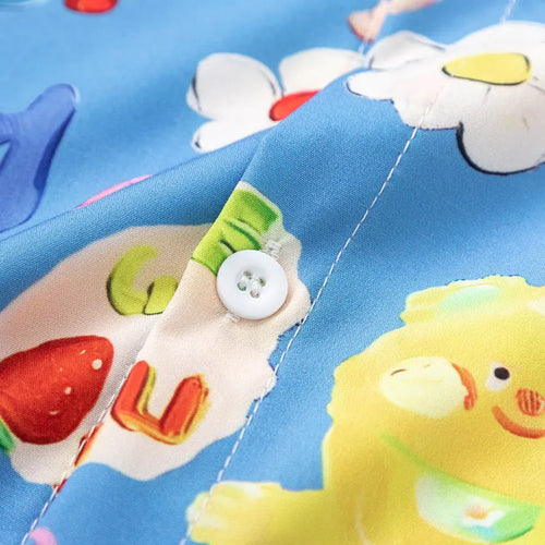 Load image into Gallery viewer, Harajuku Hawaiian Shirts Streetwear Cartoon Graphic Printed Button Up Summer Beach Blouse Hip Hop Casual Baggy Short Sleeve Tops
