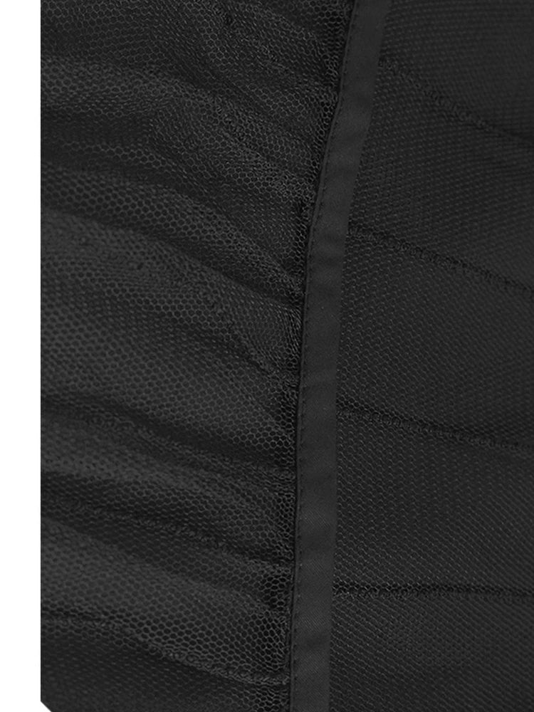 Women Black Mesh Perspective Midi Elegant Shirt Dress New Lapel Short Sleeve Fashion Tide Spring Summer 2025 1DJ0866