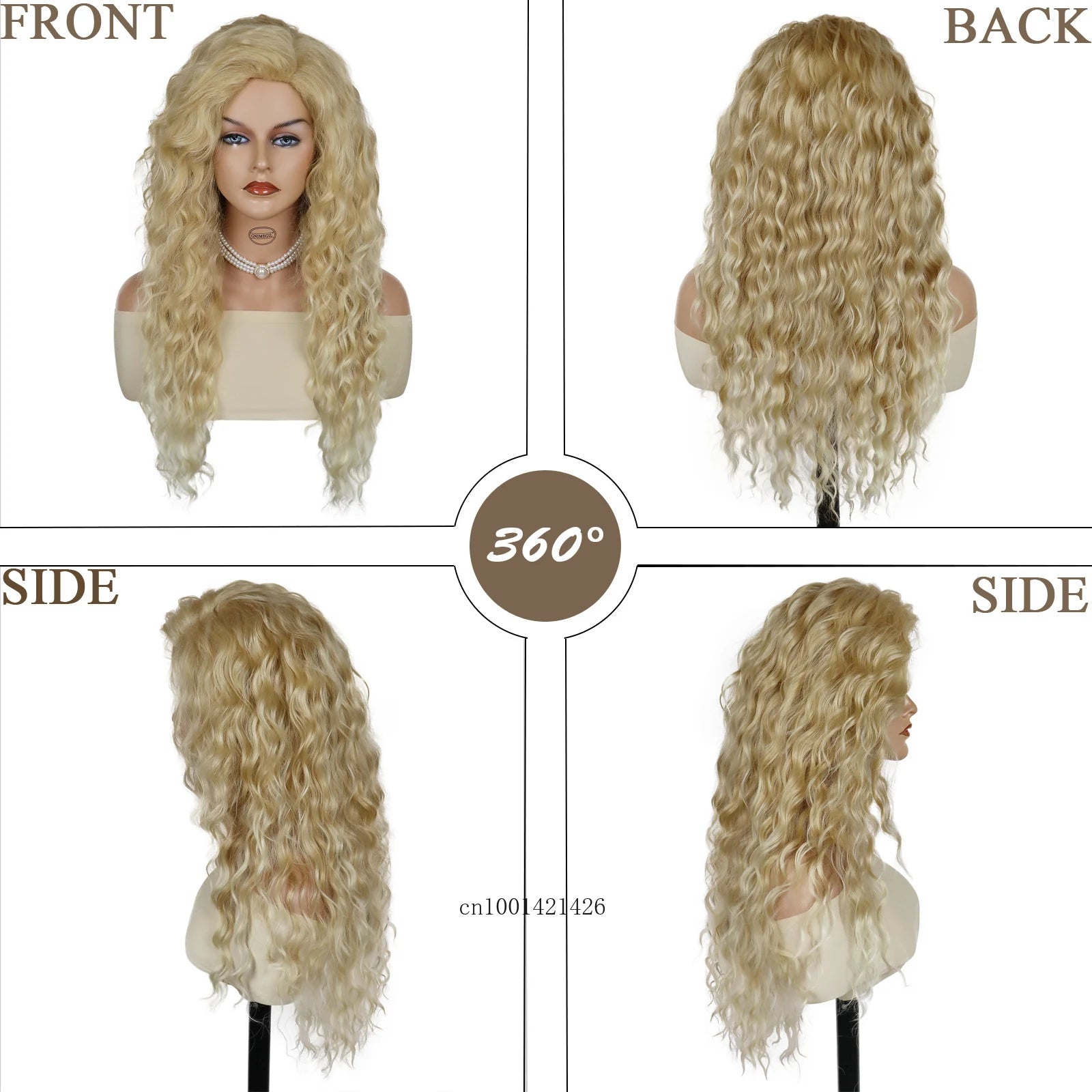 Blonde Wig Long Curly Hair Synthetic Fiber 28 Inch Water Wavy Curly Wigs Female Natural Hairstyles Daily Use Carnival Party Wigs