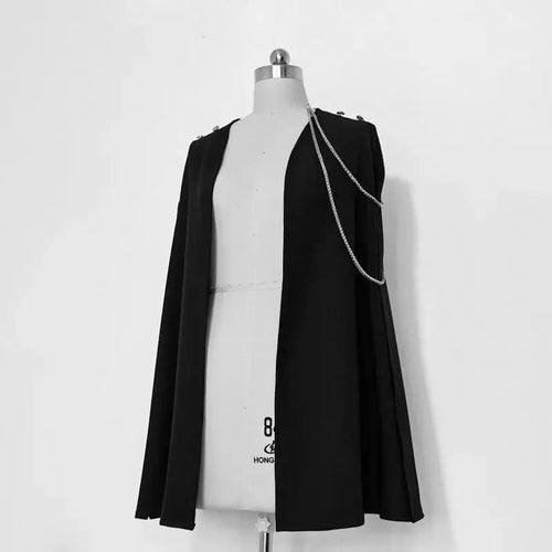 Load image into Gallery viewer, Harajuku Women Black Jackets Gothic Vintage Cloak Coats Y2k Aesthetic Loose Zipper Jacket Streetwear Grunge Sleeveless Split Top
