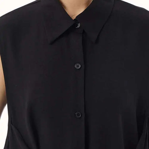 Load image into Gallery viewer, Women Khaki Irregular Spliced Big Size Midi Shirt Dress New Lapel Sleeveless Fashion Tide Spring Summer 2025 1DH9434
