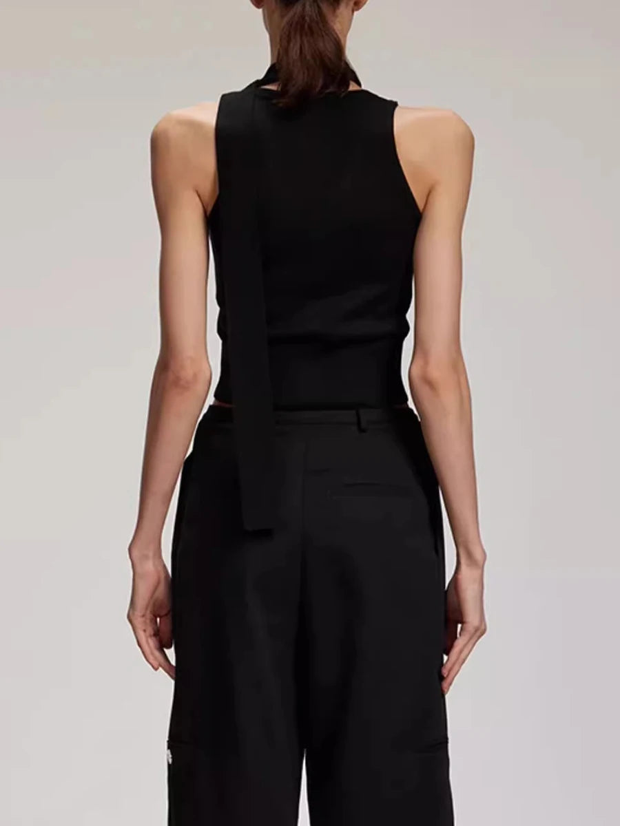 Solid Spliced Button Slimming Vests For Women V Neck Sleeveless Temperament Short Vest Female Fashion Style Clothes