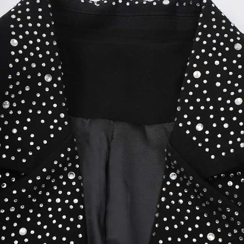 Load image into Gallery viewer, Women Black Rhinestones Shining Big Size Elegant Blazer New Lapel Long Sleeve Jacket Fashion Spring Autumn 2025 CPG2248
