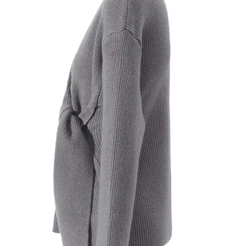 Load image into Gallery viewer, Gray Irregular Bandage Elegant Sweater Round Neck Long Sleeve Women Pullovers New Fashion Tide Autumn Winter 2025 2R4635
