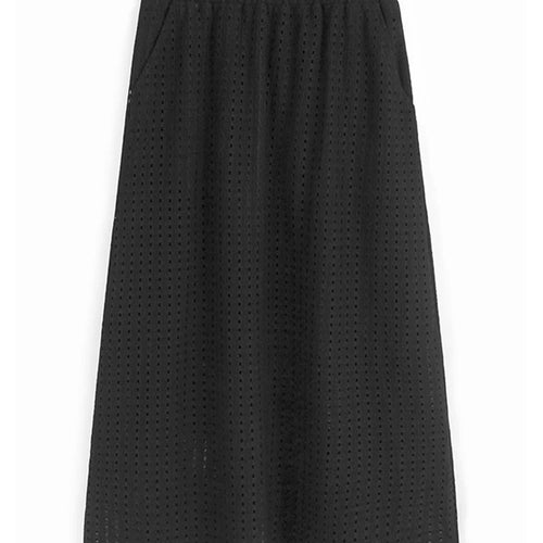 Load image into Gallery viewer, Black Hollow Hollow Out T-shirt Skirt Two Pieces Suit New Round Neck Short Sleeve Women Fashion Spring Summer 2025 1DJ1435
