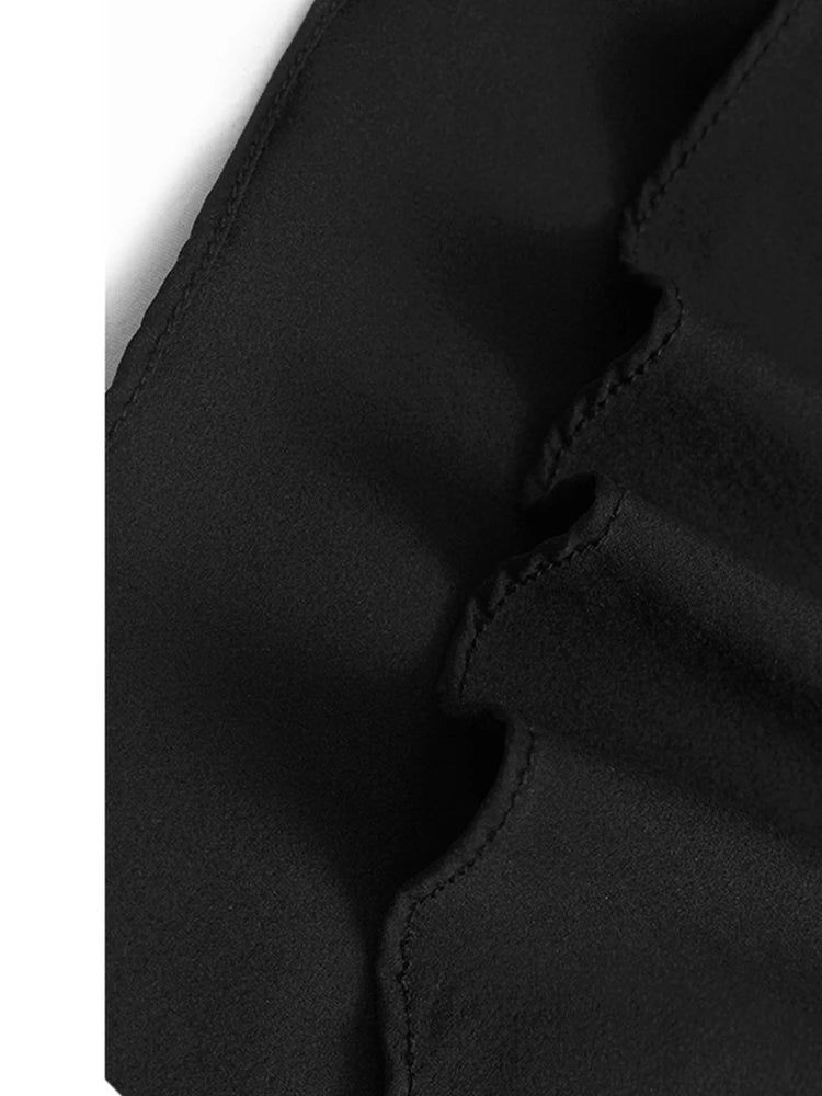 Women Black Khaki Irregular Spliced Big Size Long Dress New Round Neck Short Sleeve Fashion Spring Summer 2025 1DJ1119