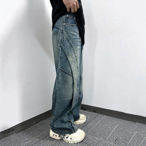 Load image into Gallery viewer, Men&#39;s Jeans New High Street American Style Splicing Design Niche Casual Distressed Trendy Worn-out Male Trousers 9W1770
