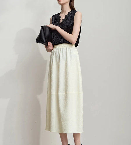Arrival Autumn Quiet Luxury Style Women Skirts Elastic Waistband Loose Elegant Solid Lantern Dress 12523032