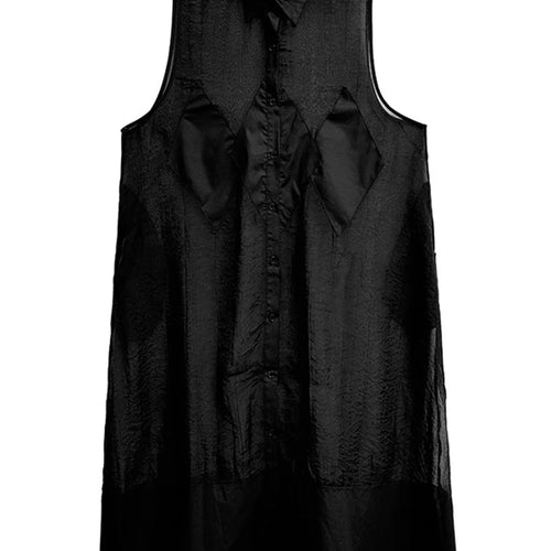 Load image into Gallery viewer, Women Black Mesh Perspective Big Size Long Shirt Dress New Lapel Sleeveless Fashion Tide Spring Summer 2025 1DH9517
