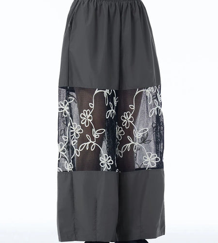 High Elastic Waist Black Grid Hollow Out Thin Wide Leg Pants New Trousers Women Fashion Tide Spring Autumn 2025 1DJ1246