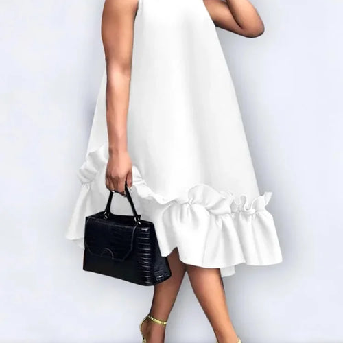 Load image into Gallery viewer, Summer Women Prom Pleated Long Dresses 2025 New Sleeveless Ruffle Trim A-line Party Midi Dresses for Woman Clothing
