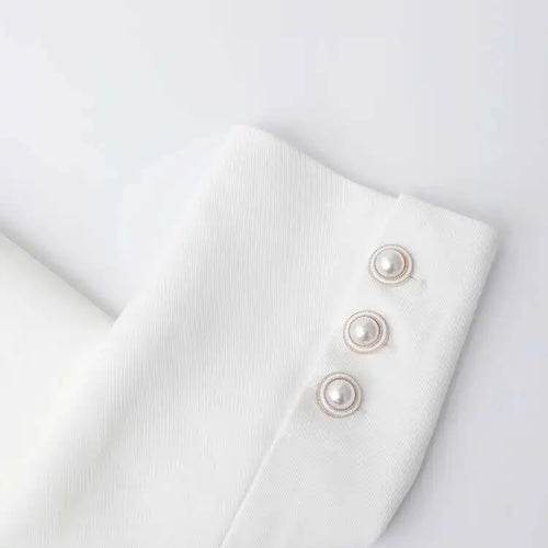 Load image into Gallery viewer, Women White Irregular Pleated Elegant Blazer New Lapel Long Sleeve Jacket Fashion Tide Spring Autumn 2025 CPDB052
