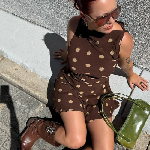 Load image into Gallery viewer, Fashion Sleeveless Mesh Patchwork Polka Dot Double-layer Dress For Women&#39;s Summer New 2025 Streetwear Holiday Beachwear
