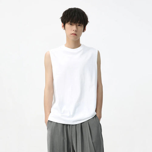 Load image into Gallery viewer, Men&#39;s Sleeveless Vest Sports Shoulder Round Neck Contrasted Design Korean Style Solid Color Casual Male Tank Top 9C5717
