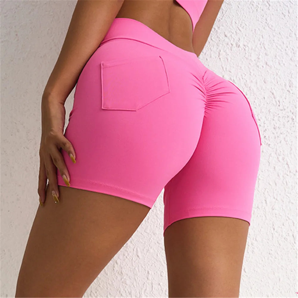 V Waist Nylon Scrunch Yoga Pant Women Sport Legging Gym Squat Proof Fitness Pant Hip Lift Workout Shorts Tights Active Wear