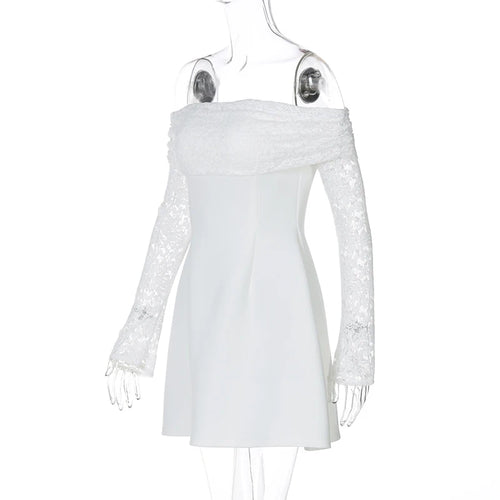 Load image into Gallery viewer, Off-shoulder Long Sleeve Sexy Mini Dress For Women Robe Strapless Backless High Waist A-line Elegant Club Party Dress
