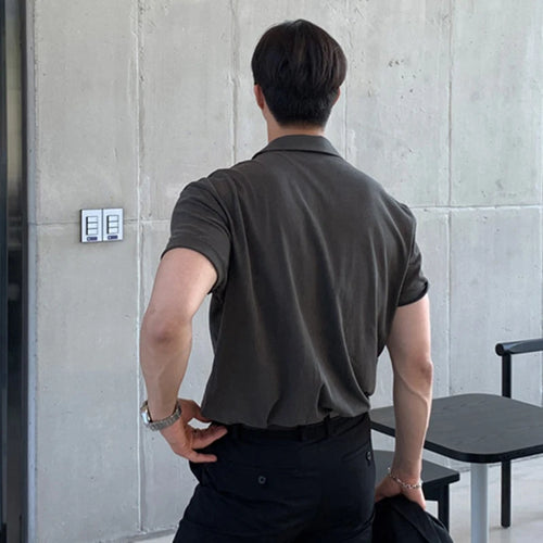 Load image into Gallery viewer, Solid Color Men's Tees Korean Style Short Sleeved Button Design Casual Menswear Loose Pullover Male T-shirts Trendy 9W1196
