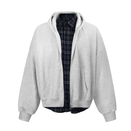 Load image into Gallery viewer, Men&#39;s Sweatshirts New Korean Style Fake Two-piece Patchwork Hoodie Jacket Niche Design Male Zipper Trendy Top 9W1827
