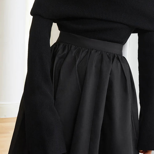 Load image into Gallery viewer, Casual Ruched Minimalist Solid Midi Skirt For Women High Waist A Line Solid Elegant Long Skirts Female Clothing
