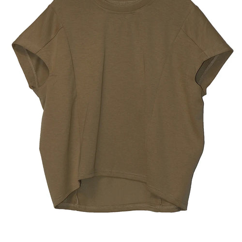 Load image into Gallery viewer, Women Black Irregular Hem Big Size Causal T-shirt New Round Neck Short Sleeve Fashion Tide Spring Summer 2025 1DJ1381
