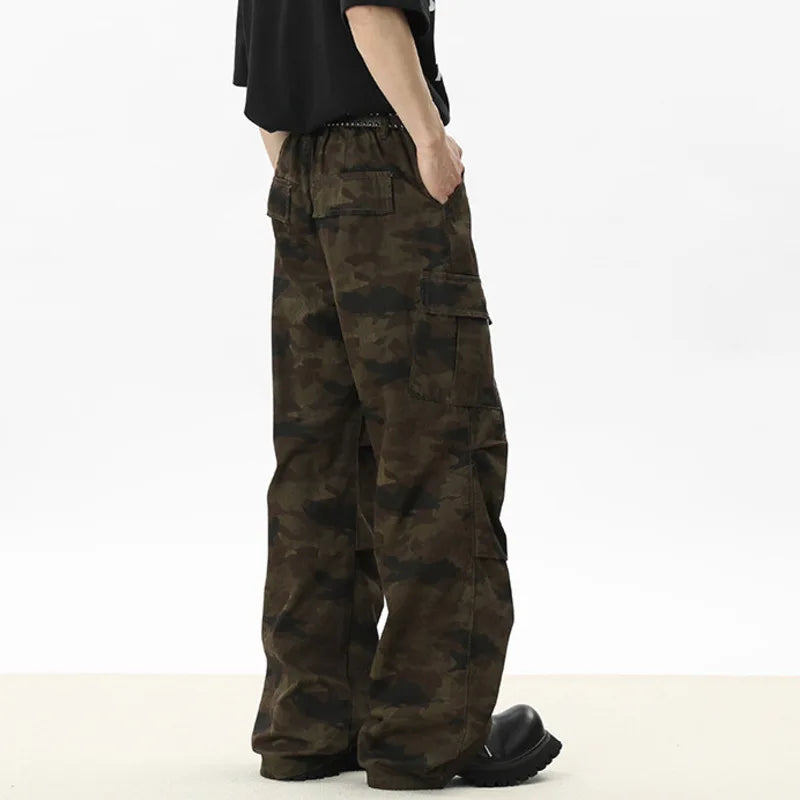 Men's Denim Pants New American High Street Straight Leg Jeans Print Niche Design Summer Handsome Menwear 2025 9W1532