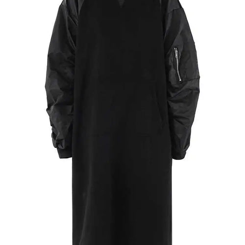 Load image into Gallery viewer, Women Army Green Color-block Big Size Midi Dress New Round Neck Long Sleeve Fashion Tide Spring Autumn 2025 CPG2092
