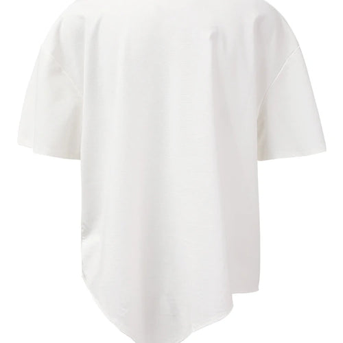 Load image into Gallery viewer, Women White Irregular Color-block Big Size T-shirt New Round Neck Short Sleeve Fashion Tide Spring Summer 2025 CPG1391
